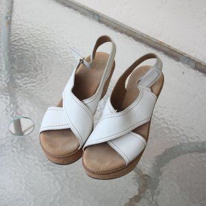 Clarks Artisan White Cork Wedges